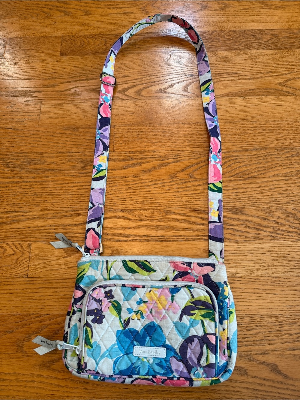 Vera Bradley Quilted Floral Crossbody Bag in Pink, Purple, Blue & Green